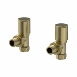 DuraTherm Angled Brushed Brass Radiator Valves - 15mm