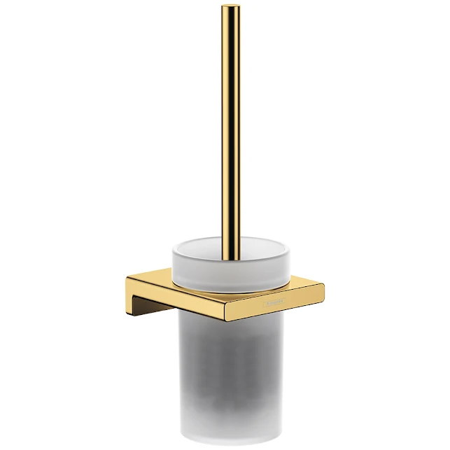 Hansgrohe AddStoris Wall Mounted Toilet Brush Holder - Gold 3 Hansgrohe AddStoris Wall Mounted Toilet Brush Holder - Gold