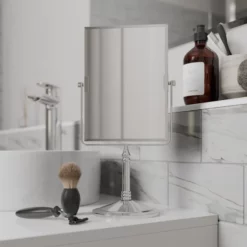 Vale Designs Free Standing Rectangular Shaving Mirror - Chrome