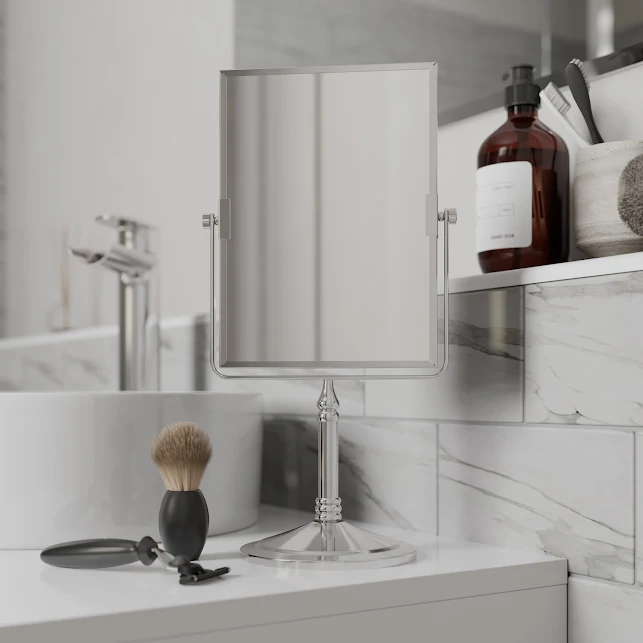 Vale Designs Free Standing Rectangular Shaving Mirror - Chrome 3 Vale Designs Free Standing Rectangular Shaving Mirror - Chrome