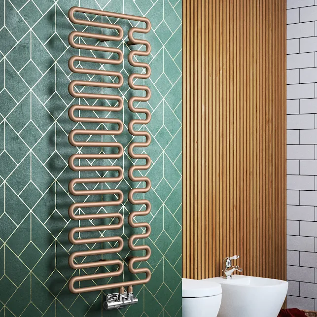 Terma Swale Heated Towel Rail - Bright Copper 1244 X 465mm 3 Terma Swale Heated Towel Rail - Bright Copper 1244 X 465mm
