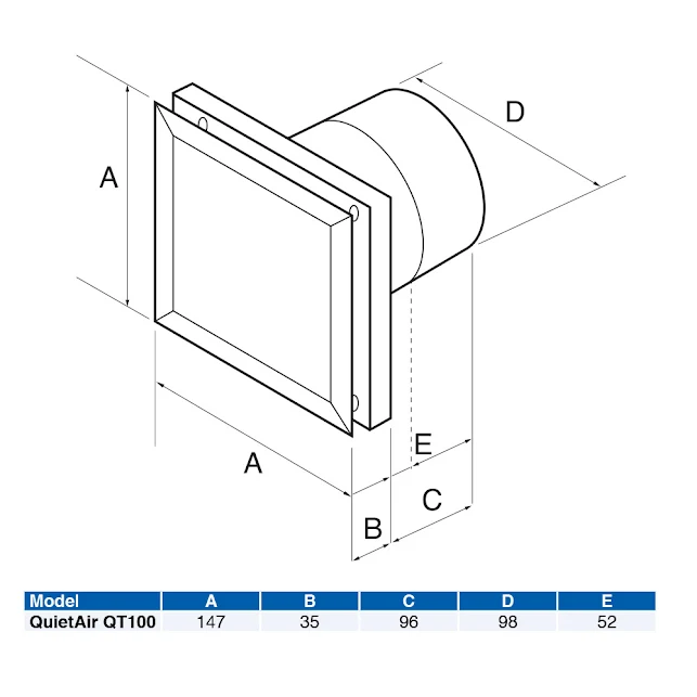 Airflow QuietAir Timer Controlled 100mm Extractor Fan - 9041260 6 Airflow QuietAir Timer Controlled 100mm Extractor Fan - 9041260 - Image 4