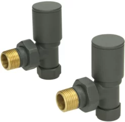 DuraTherm Anthracite Angled Radiator Valves - 15mm
