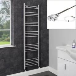 Dual Fuel Curved Heated Towel Rail 1600 X 450mm Thermostatic