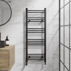 DuraTherm Heated Towel Rail Matt Black 1200 X 450mm Flat