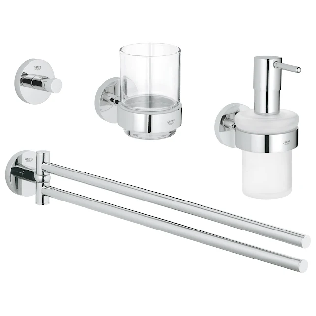 Grohe Essentials 4-in-1 Accessories Set Chrome 40846001 3 Grohe Essentials 4-in-1 Accessories Set Chrome 40846001