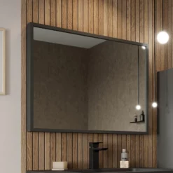 Regis Breeze Matt Grey Framed Bathroom Mirror - 800 X 600mm