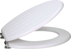 Ceramica Grooved Round Wooden Toilet Seat - Bottom Fix Matt White