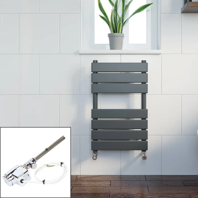 DuraTherm Dual Fuel Flat Panel Heated Towel Rail - 650 X 400mm - Thermostatic Anthracite 3 DuraTherm Dual Fuel Flat Panel Heated Towel Rail - 650 X 400mm - Thermostatic Anthracite