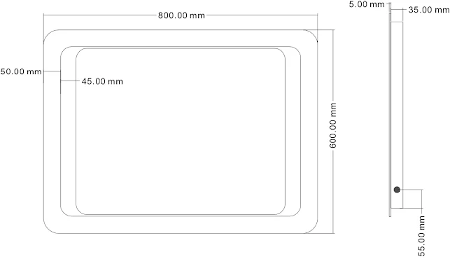 Artis Levo LED Bathroom Mirror With Demister Pad 600 X 800mm - Mains Power 7 Artis Levo LED Bathroom Mirror With Demister Pad 600 X 800mm - Mains Power - Image 6