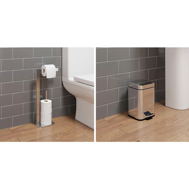 Architeckt Square Freestanding Toilet Roll Holder And 3L Square Bin 3 Architeckt Square Freestanding Toilet Roll Holder And 3L Square Bin