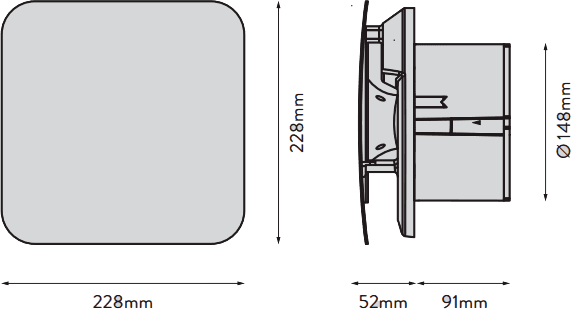 Xpelair Simply Silent Contour Standard Square Extractor Fan 150mm - C6S 8 Xpelair Simply Silent Contour Standard Square Extractor Fan 150mm - C6S - Image 6
