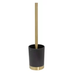 Tiger Tune Freestanding Toilet Brush And Holder - Brushed Brass And Black