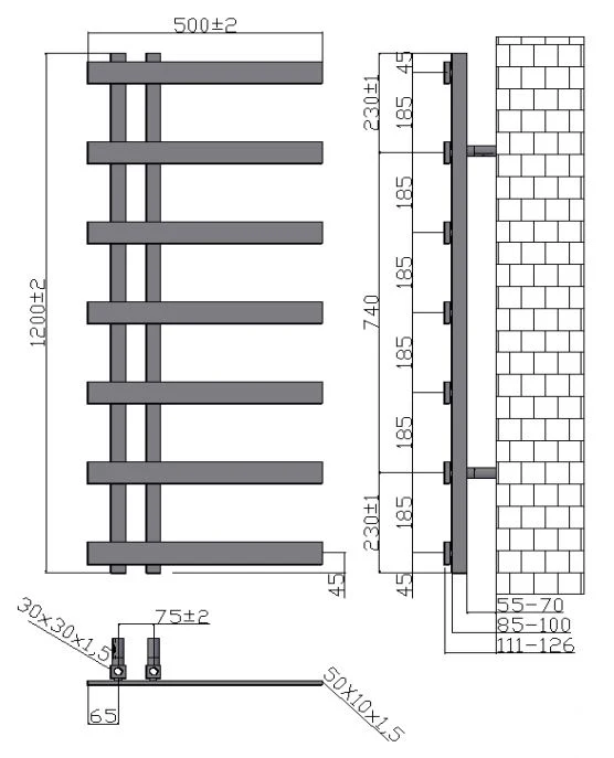 Solaro Heated Towel Rail Anthracite 500 X 1200mm 6 Solaro Heated Towel Rail Anthracite 500 X 1200mm - Image 4