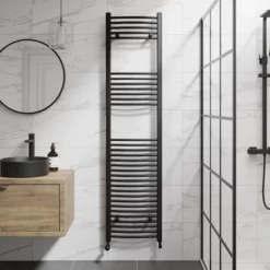 DuraTherm Curved Heated Towel Rail Matt Black - 1800 X 450mm