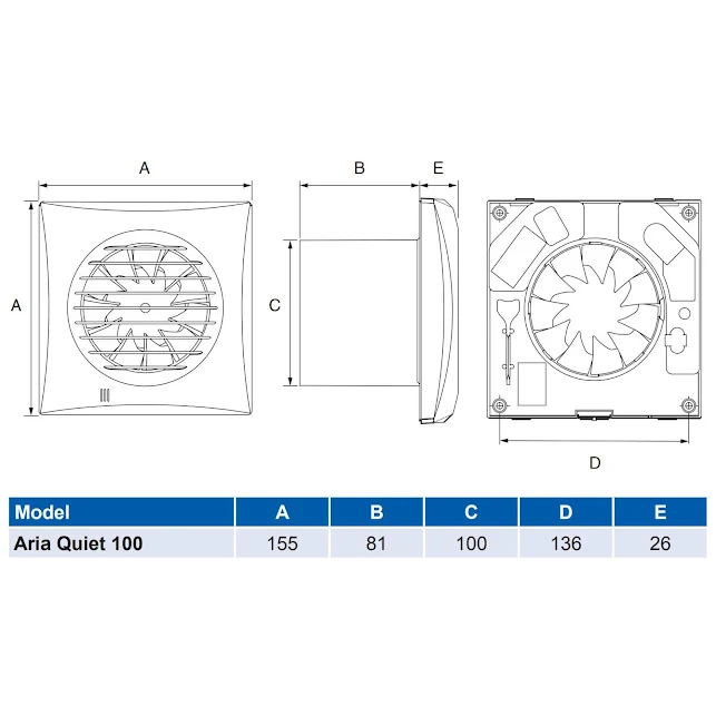 Airflow Aria Quiet 100mm Timer Controlled Extractor Fan - 90001048 5 Airflow Aria Quiet 100mm Timer Controlled Extractor Fan - 90001048 - Image 3