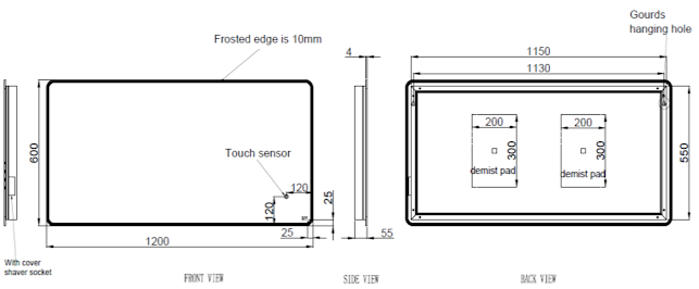 RAK Amethyst LED Bathroom Mirror With Demister Pad And Shaver Socket 600 X 1200mm - Mains Power 6 RAK Amethyst LED Bathroom Mirror With Demister Pad And Shaver Socket 600 X 1200mm - Mains Power - Image 4