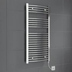 DuraTherm Electric Curved Chrome Towel Radiator 1100 X 500mm - 250W