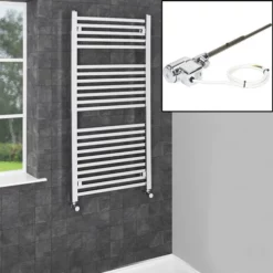 Dual Fuel Square Bar Heated Towel Rail - 1200 X 600mm - Thermostatic