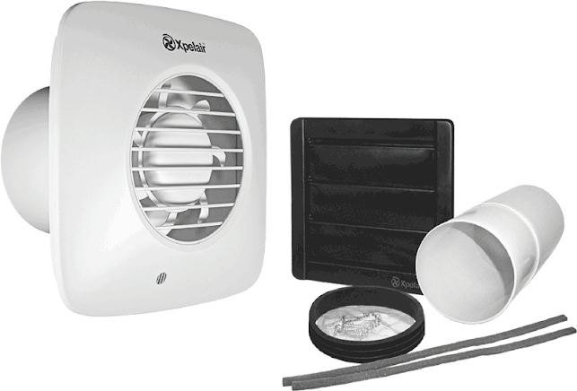 Xpelair Simply Silent Timer And Humidistat Square Extractor Fan With Fitting Kit 100mm - DX100HTS 3 Xpelair Simply Silent Timer And Humidistat Square Extractor Fan With Fitting Kit 100mm - DX100HTS