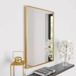 Vale Designs Rectangular Brushed Brass Framed Mirror 700 X 500mm
