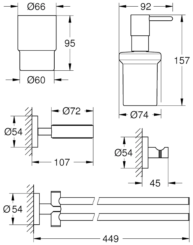 Grohe Essentials 4-in-1 Accessories Set Chrome 40846001 4 Grohe Essentials 4-in-1 Accessories Set Chrome 40846001 - Image 2