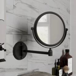 Vale Designs Wall Mounted Round Shaving Mirror 6" - Black