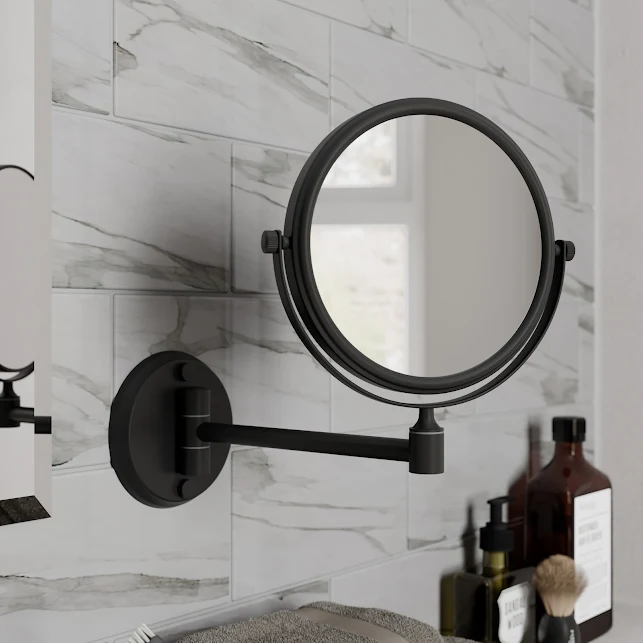 Vale Designs Wall Mounted Round Shaving Mirror 6" - Black 3 Vale Designs Wall Mounted Round Shaving Mirror 6" - Black
