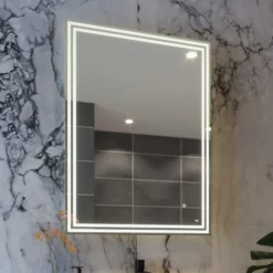RAK Hermes LED Bathroom Mirror With Demister Pad, Shaver Socket & Bluetooth 800 X 600mm -Mains Power