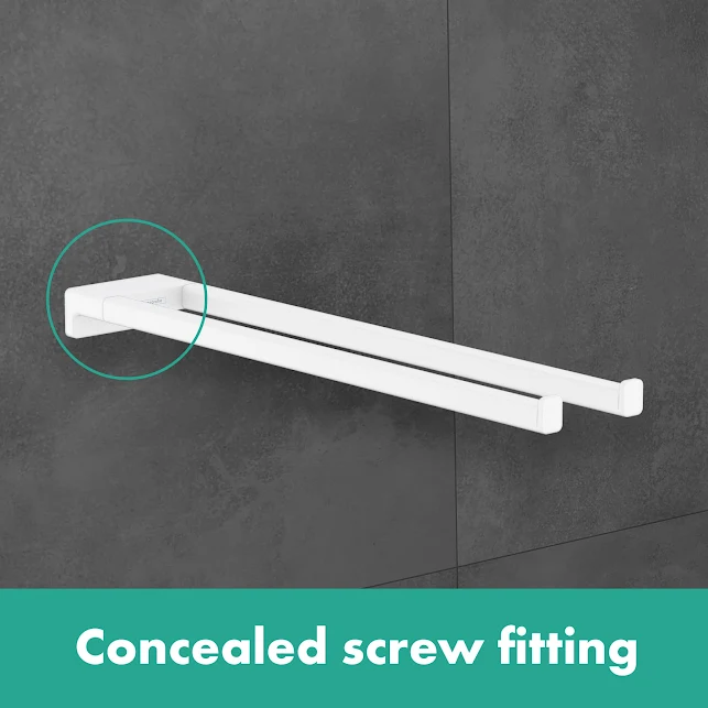 Hansgrohe AddStoris Twin Handle Towel Holder - Matt White 3 Hansgrohe AddStoris Twin Handle Towel Holder - Matt White - Image 2