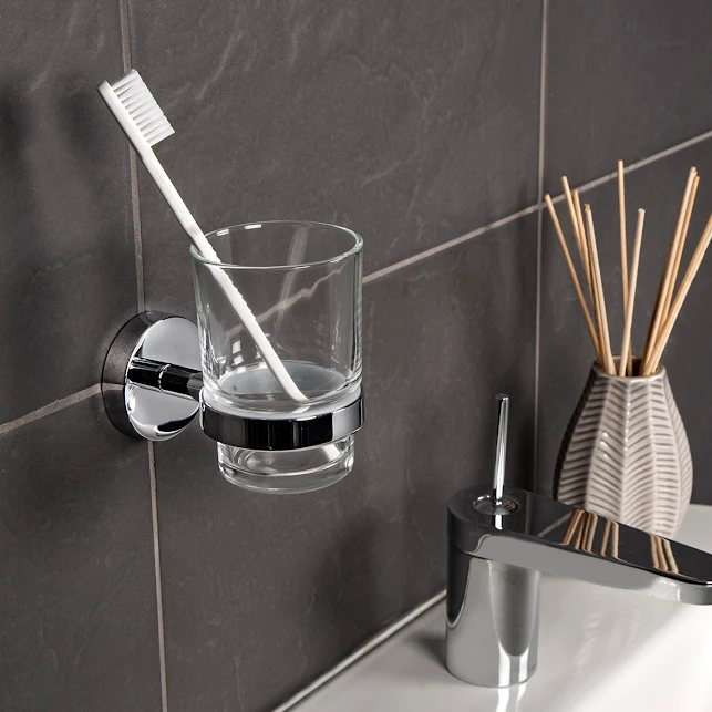 Croydex Pendle Flexi-Fix Chrome Wall Hung Tumbler - QM411841 3 Croydex Pendle Flexi-Fix Chrome Wall Hung Tumbler - QM411841