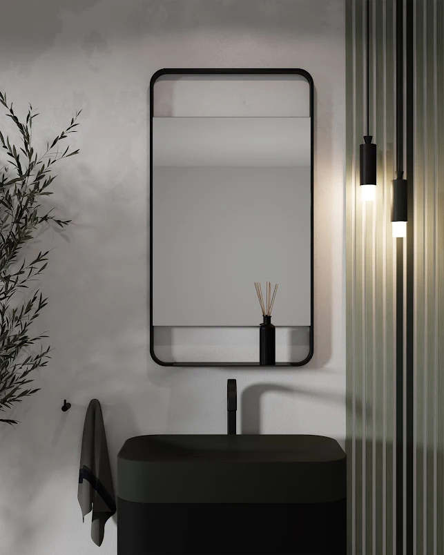 Vasari Mirror With Shelf - 550 X 1000mm Black 4 Vasari Mirror With Shelf - 550 X 1000mm Black - Image 2