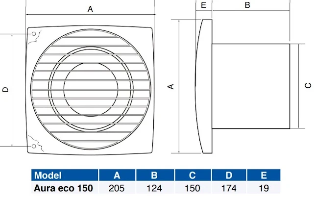 Airflow Aura 150mm Standard Extractor Fan - 9041351 5 Airflow Aura 150mm Standard Extractor Fan - 9041351 - Image 3