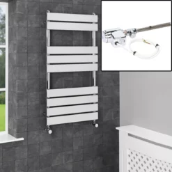 Dual Fuel Flat Panel Heated Towel Rail - 950 X 500mm - Thermostatic