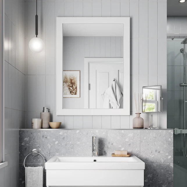 Artis Gloss White 600 X 800mm Framed Bathroom Mirror 3 Artis Gloss White 600 X 800mm Framed Bathroom Mirror - Image 2