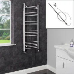 DuraTherm Dual Fuel Heated Towel Rail 1200 X 450mm Curved Manual