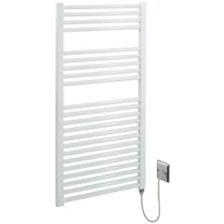 AKW Low Surface Temperature Flat Electric Heated Towel Rail White - 800 X 500mm